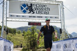 The finish line of Day 1 at Ourea Events Cape Wrath 2025